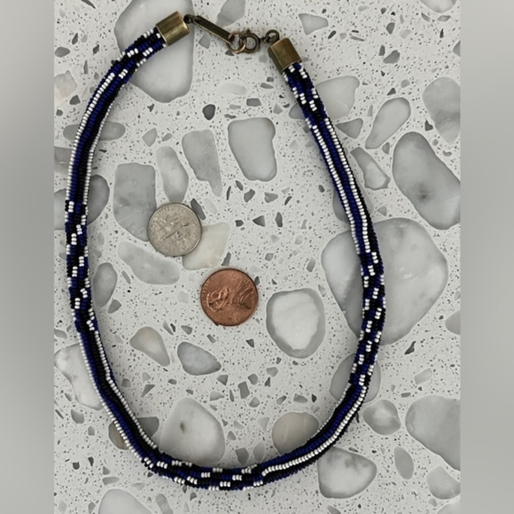 Isabel Marant-  Beaded Choker in Blue and White- Tribal- O/S